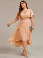 Miss | Jurk Dames High-low - Chiffon - Oudroze