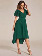 Miss | Jurk Dames High-low - Chiffon - Donkergroen