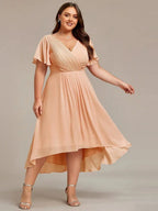 Miss | Jurk Dames High-low - Chiffon - Oudroze