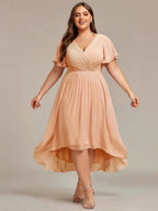 Miss | Jurk Dames High-low - Chiffon - Oudroze