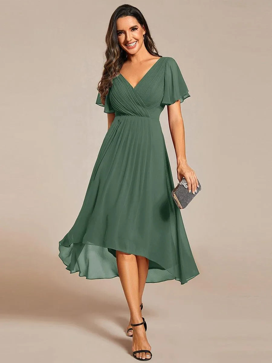 Miss | Jurk Dames High-low - Chiffon - Eucalyptusgroen