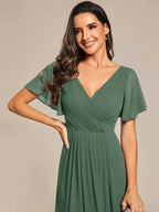 Miss | Jurk Dames High-low - Chiffon - Eucalyptusgroen