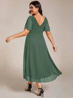Miss | Jurk Dames High-low - Chiffon - Eucalyptusgroen