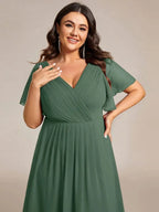 Miss | Jurk Dames High-low - Chiffon - Eucalyptusgroen