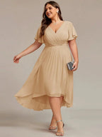Miss | Jurk Dames High-low - Chiffon - Eucalyptusgroen