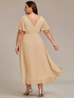 Miss | Jurk Dames High-low - Chiffon - Eucalyptusgroen