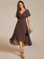 Miss | Jurk Dames High-low - Chiffon - Eucalyptusgroen