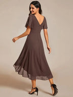 Miss | Jurk Dames High-low - Chiffon - Eucalyptusgroen