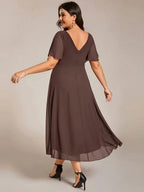 Miss | Jurk Dames High-low - Chiffon - Eucalyptusgroen