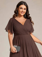 Miss | Jurk Dames High-low - Chiffon - Eucalyptusgroen