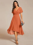 Miss | Jurk Dames High-low - Chiffon - Meloen