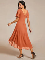 Miss | Jurk Dames High-low - Chiffon - Meloen