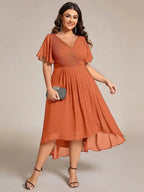 Miss | Jurk Dames High-low - Chiffon - Meloen