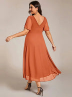 Miss | Jurk Dames High-low - Chiffon - Meloen