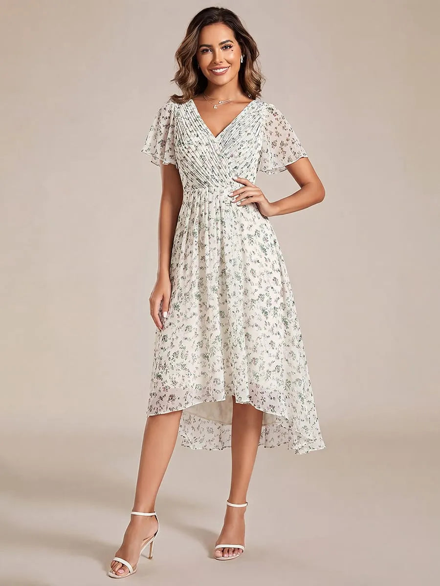 Miss | Jurk Dames High-low - Chiffon - Witgroen