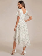 Miss | Jurk Dames High-low - Chiffon - Witgroen