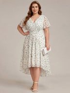 Miss | Jurk Dames High-low - Chiffon - Witgroen