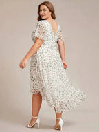 Miss | Jurk Dames High-low - Chiffon - Witgroen