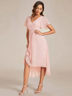 Miss | Jurk Dames High-low - Chiffon - Roze