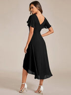 Miss | Jurk Dames High-low - Chiffon - Zwart
