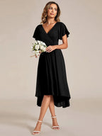 Miss | Jurk Dames High-low - Chiffon - Zwart