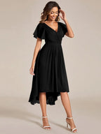 Miss | Jurk Dames High-low - Chiffon - Zwart