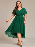 Miss | Jurk Dames High-low - Chiffon - Zwart