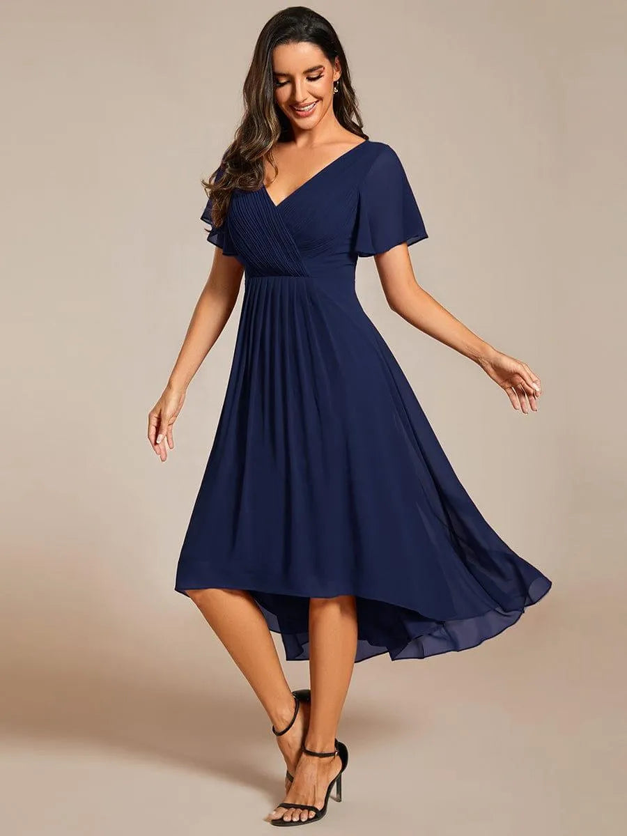 Miss | Jurk Dames High-low - Chiffon - Marineblauw