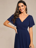 Miss | Jurk Dames High-low - Chiffon - Marineblauw