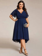 Miss | Jurk Dames High-low - Chiffon - Marineblauw