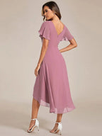 Miss | Jurk Dames High-low - Chiffon - Paarse Orchidee