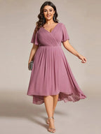 Miss | Jurk Dames High-low - Chiffon - Paarse Orchidee