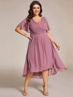 Miss | Jurk Dames High-low - Chiffon - Paarse Orchidee