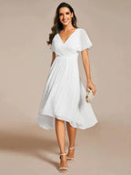 Miss | Jurk Dames High-low - Chiffon - Wit