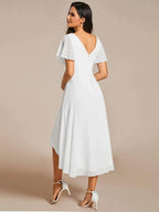 Miss | Jurk Dames High-low - Chiffon - Wit