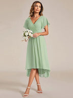 Miss | Jurk Dames High-low - Chiffon - Mintgroen
