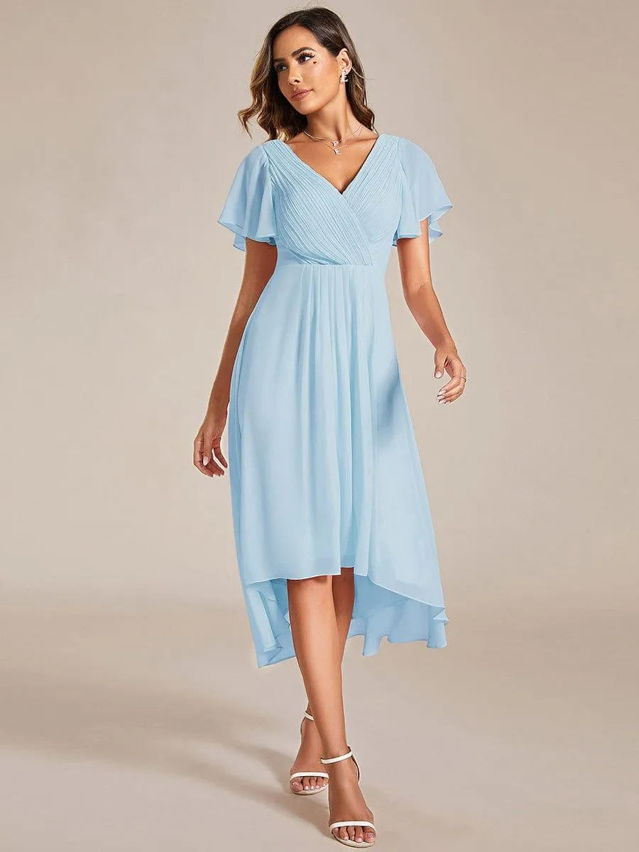 Miss | Jurk Dames High-low - Chiffon - Hemelsblauw