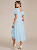 Miss | Jurk Dames High-low - Chiffon - Hemelsblauw