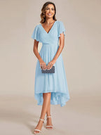 Miss | Jurk Dames High-low - Chiffon - Marineblauw