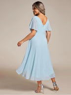 Miss | Jurk Dames High-low - Chiffon - Marineblauw