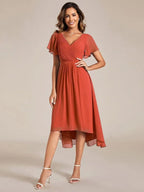 Miss | Jurk Dames High-low - Chiffon - Verbrand Oranje
