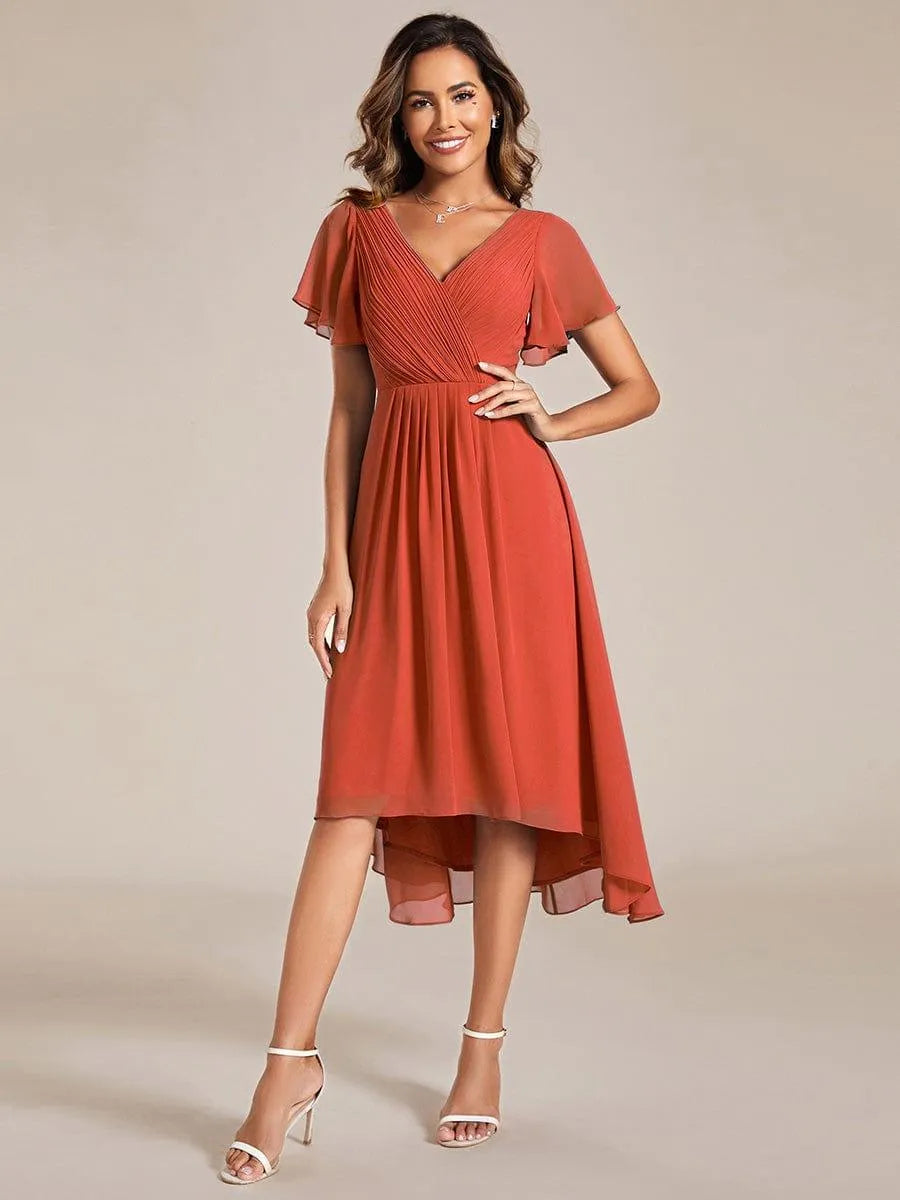 Miss | Jurk Dames High-low - Chiffon - Verbrand Oranje