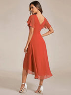 Miss | Jurk Dames High-low - Chiffon - Verbrand Oranje