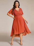 Miss | Jurk Dames High-low - Chiffon - Verbrand Oranje