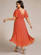 Miss | Jurk Dames High-low - Chiffon - Verbrand Oranje