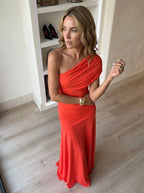 Miss | Jurk Dames Maxi Asymmetrisch - Polyester Elastaan - Miss Madera MIS-0740A9