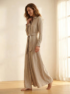 Miss | Jurk Dames Maxi Boho Split - Linnen - Miss Madera MM-IWUJKU