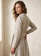Miss | Jurk Dames Maxi Boho Split - Linnen - Miss Madera MM-IWUJKU