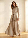 Miss | Jurk Dames Maxi Boho Split - Linnen - Miss Madera MM-IWUJKU