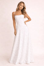 Miss | Jurk Dames Maxi Elegant Bloemenstructuur - Polyester - Wit